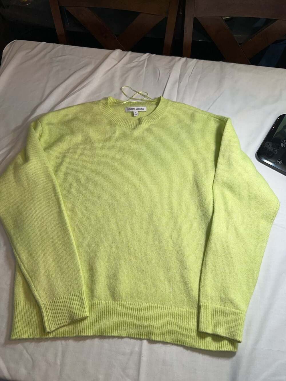 Elizabeth and James Neon Yellow Crewneck Sweater Size M